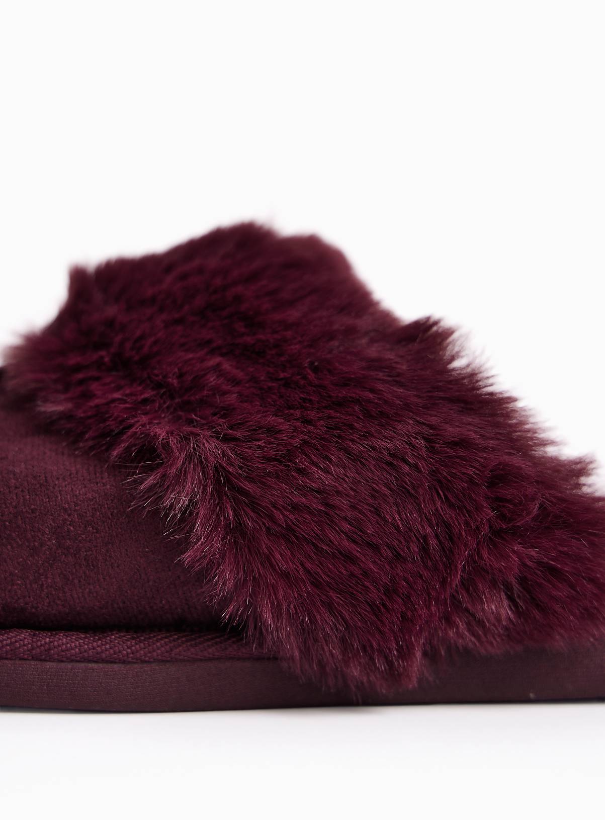 Mulberry Fur Trim Microfibre Mule Slippers S - Image 4
